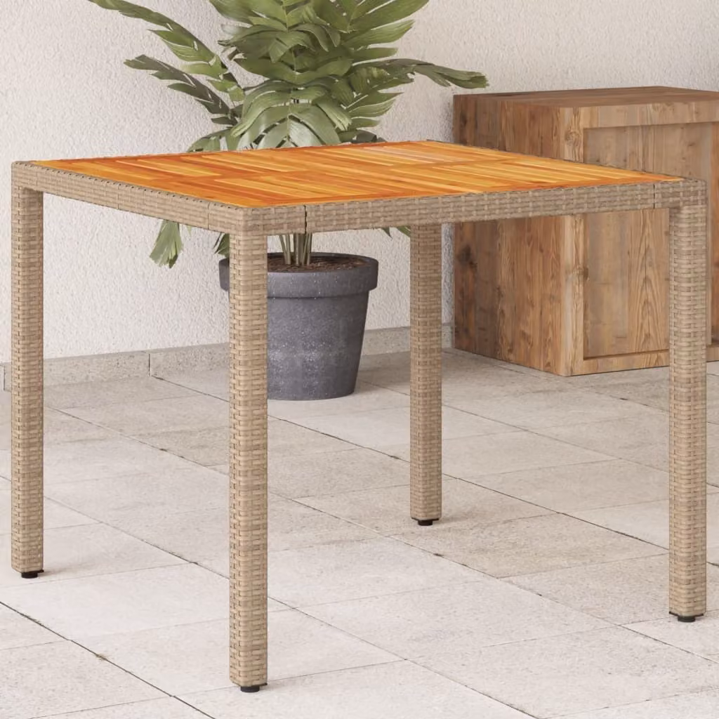 Maison Exclusive - Tavolo da giardino beige, 90x90x75 cm, in rattan sintetico e legno di acacia