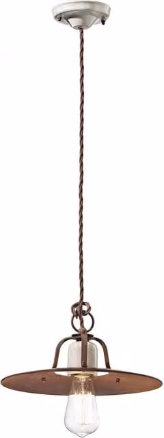 Lampadario Vintage Grunge Ferro E Ceramica Craquele&apos 1 Luce E27 30Cm
