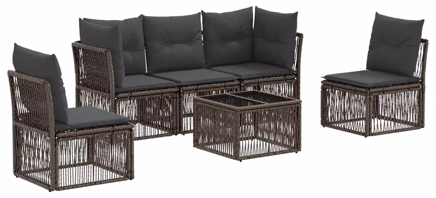 Set Divano da Giardino 6 pcs Grigio polyrattan