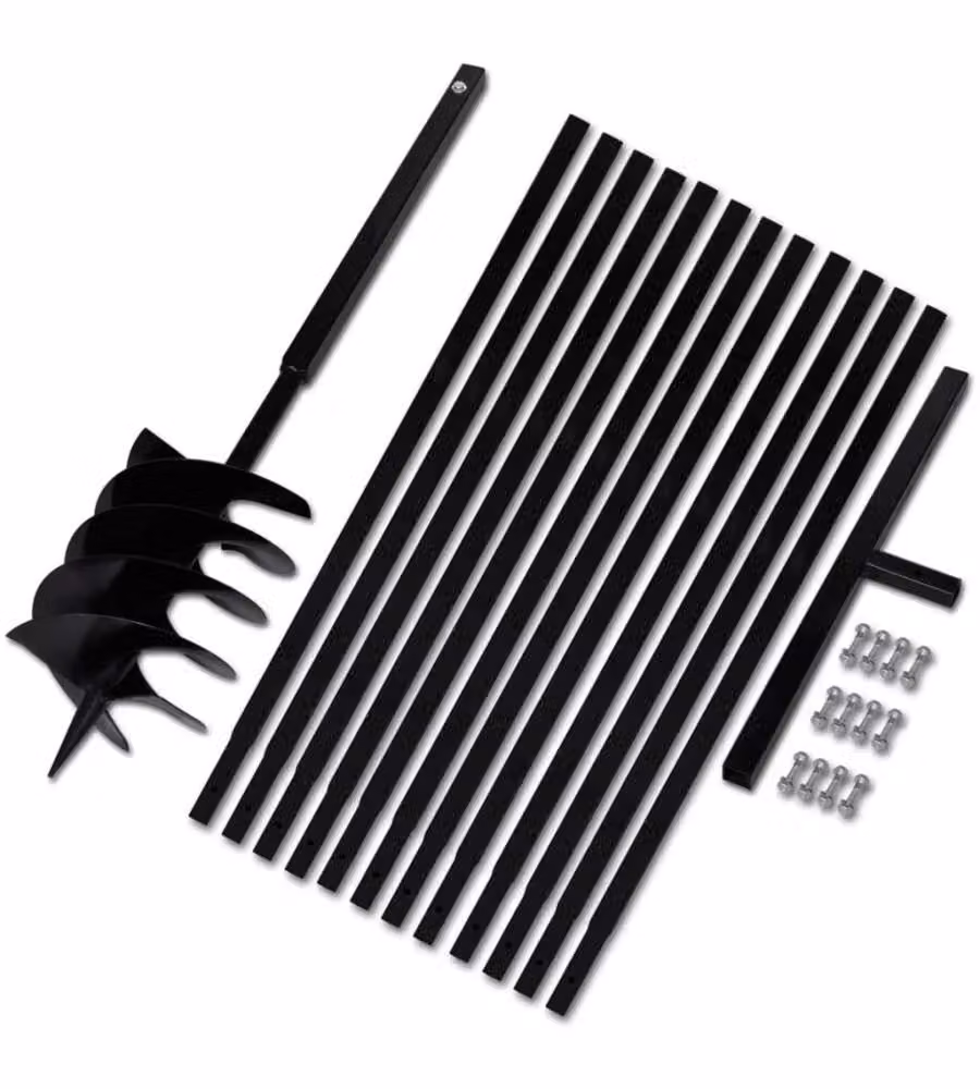 vidaXL Trapano da terra manuale in acciaio con manico da 200 mm e tubo di prolunga da 13 m, colore nero – 2