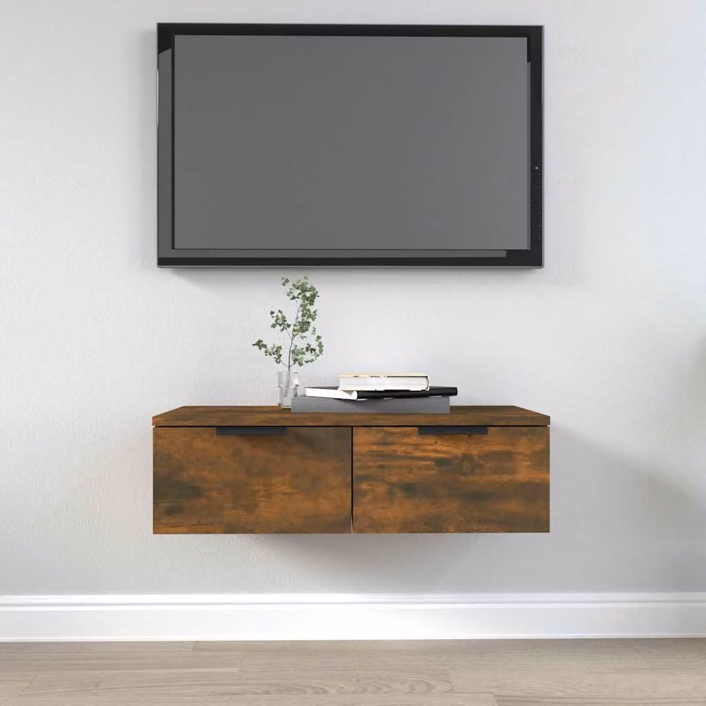 Armadietto a muro moderno vidaXL in legno MDF color rovere fumo con ante a battente, L: 68 cm, P: 30 cm, H: 20 cm