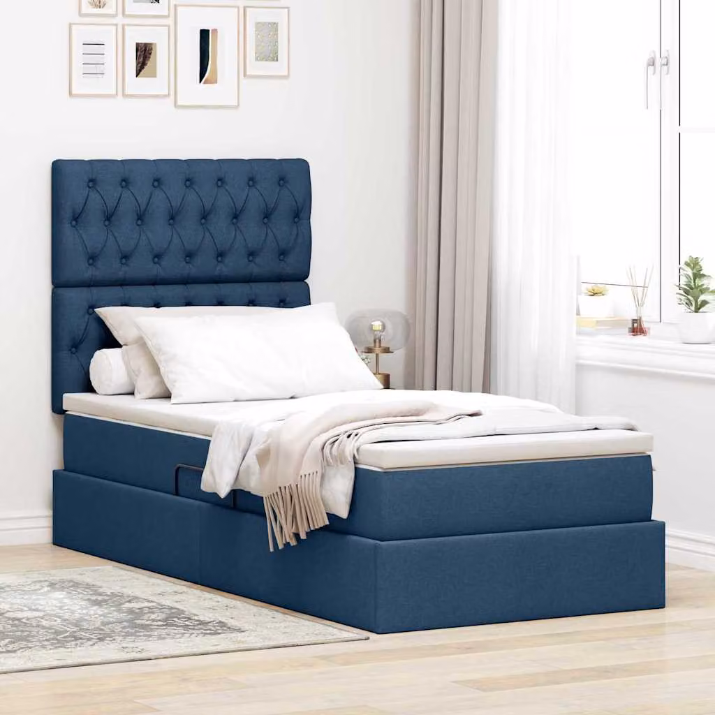 Letto con contenitore e illuminazione LED vidaXL, colore blu, L/P/H: 200 x 90 x 76 cm – 1