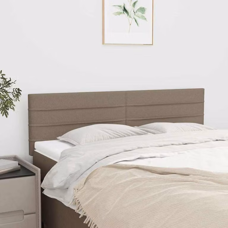 Testiera per letto vidaXL in tessuto tortora con pannello imbottito L: 144 cm, P: 5 cm, H: 78-88 cm