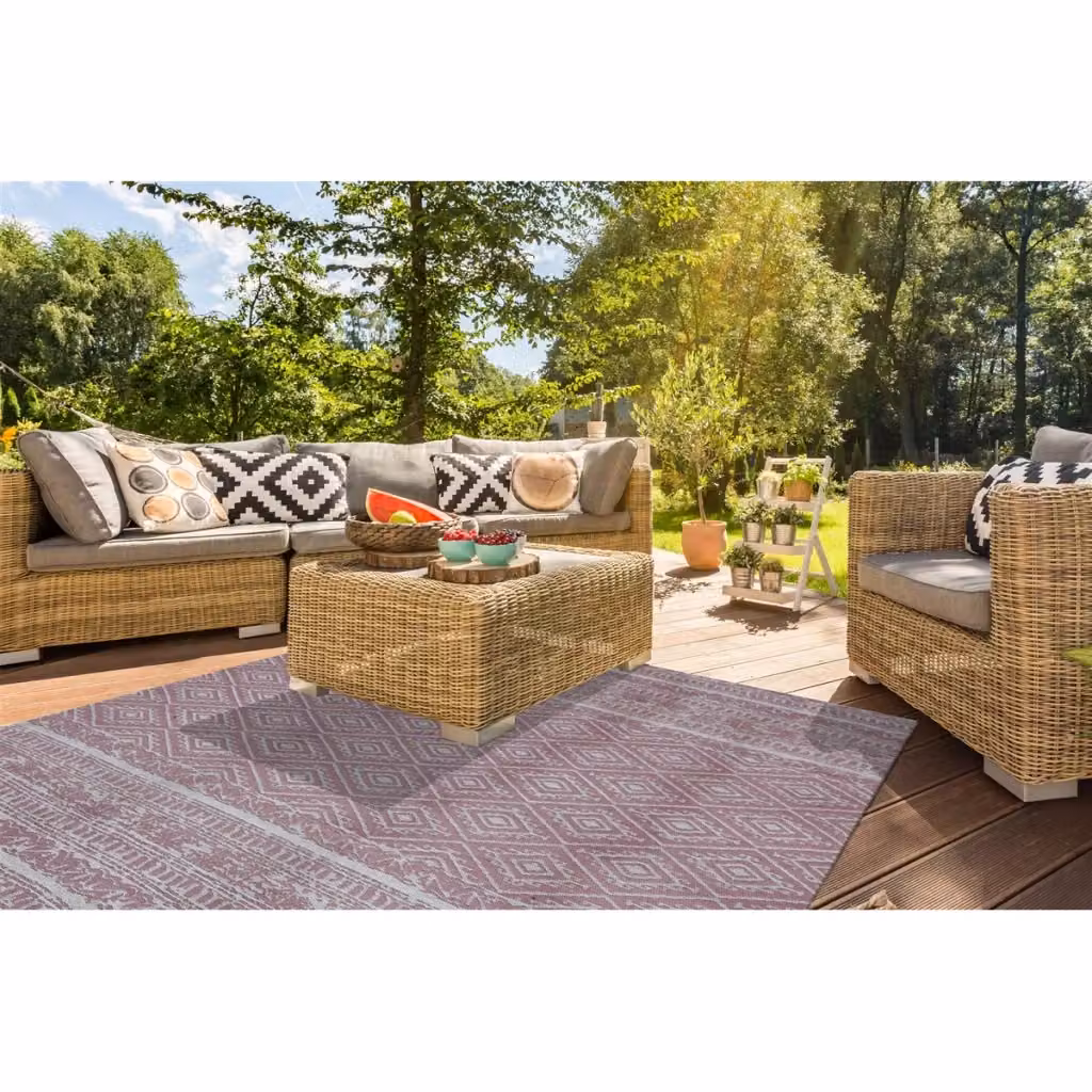 Tappeto Sunny 100 Kendra Home in poliestere rosa vintage per soggiorno e esterni – 2