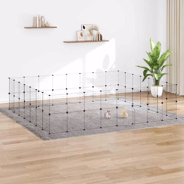 vidaXL Gabbia per Animali con 60 Pannelli e Porta, Acciaio Nero, L 280 x H 245 x P 70 cm