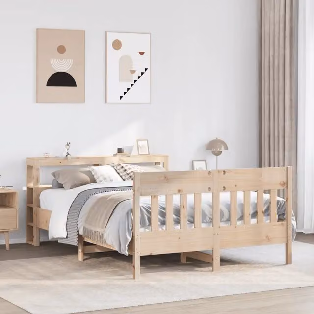 Letto senza Materasso 140x200 cm in Legno Massello di Pino