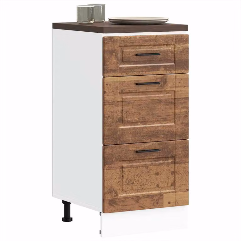 Base da cucina moderna vidaXL in legno multistrato e MDF color marrone con cassetti interni, L: 46,0 cm, P: 40,0 cm, H: 81,5 cm