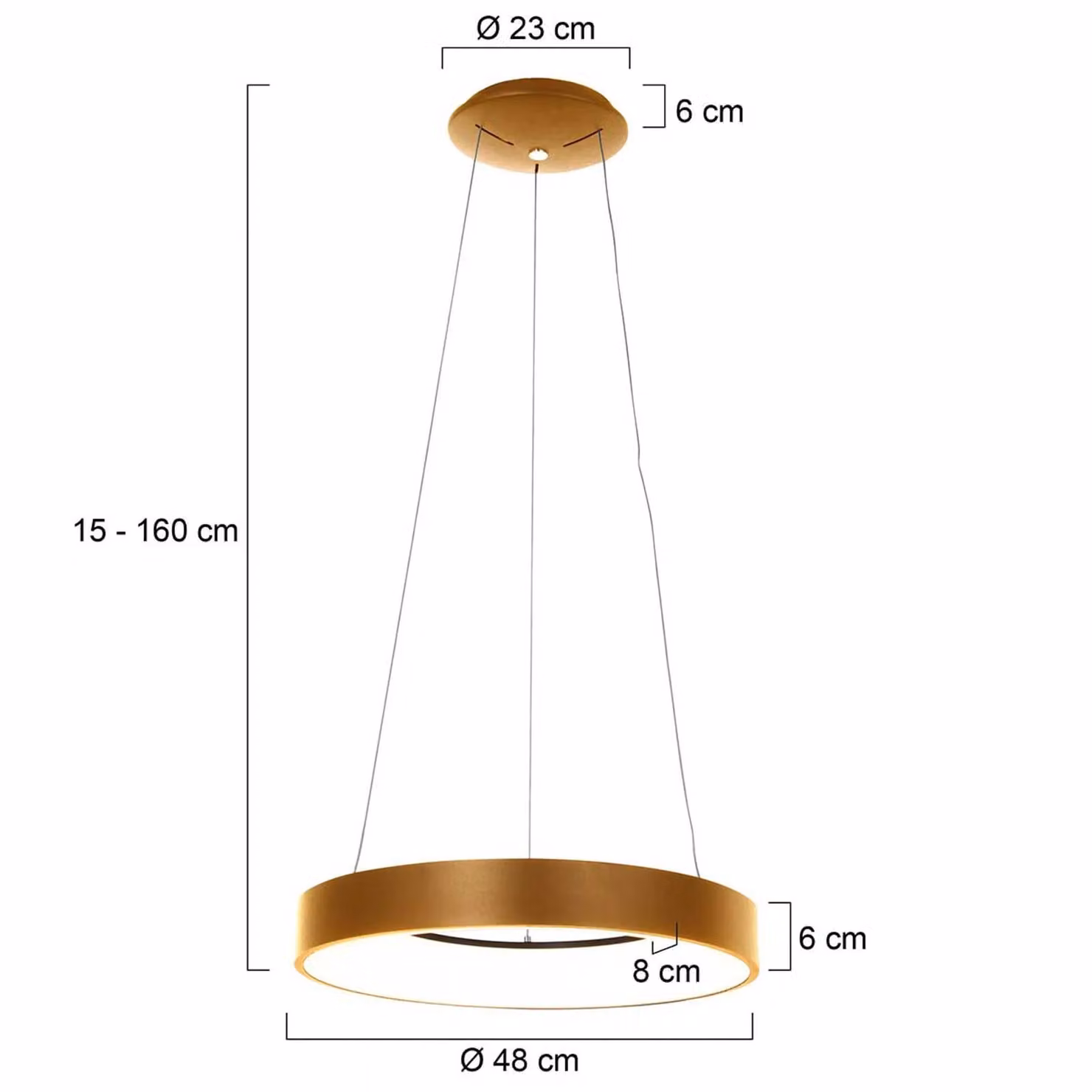 Steinhauer Ringlede lampada LED a sospensione Ø 48 cm oro Ringlede, dimmerabile, Ottone / Oro, Soggiorno / Sala da pranzo, Metallo, Moderno