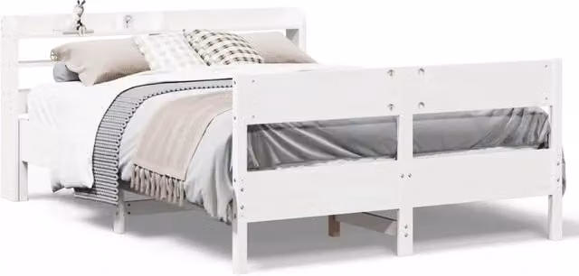 Letto matrimoniale | Letto per adulti | Letto senza Materasso Bianco 135x190 cm Legno Massello di Pino
