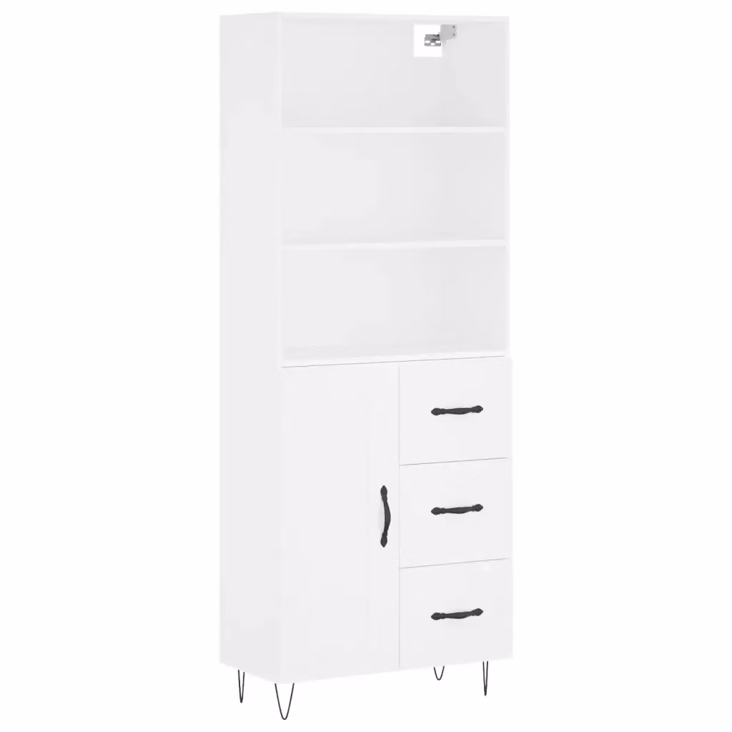 Credenza moderna bianca vidaXL in legno e metallo L: 69,5 cm, P: 34 cm, H: 180 cm – 2
