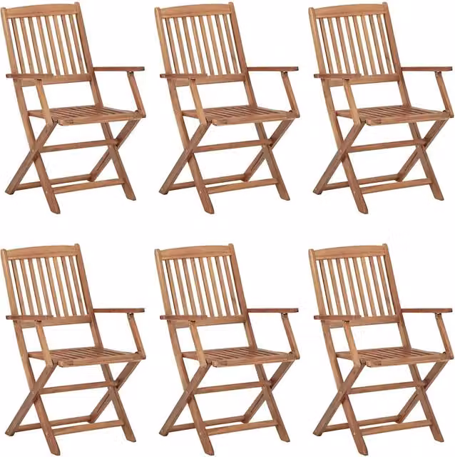 Sedie Pieghevoli 6 pz con Cuscini Massello Acacia 3074942