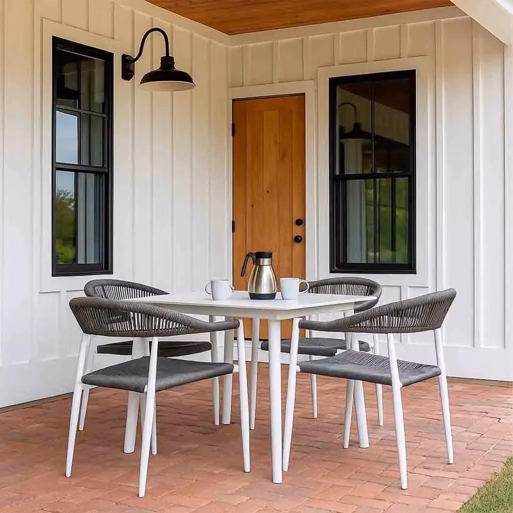 Set da giardino Wanderlust Deco composto da un tavolo quadrato e 4 sedie multicolore in alluminio verniciato a polvere, L/P/H tavolo: 90 x 90 x 74 cm, L/P/H sedia: 56 x 60 x 78 cm – 2