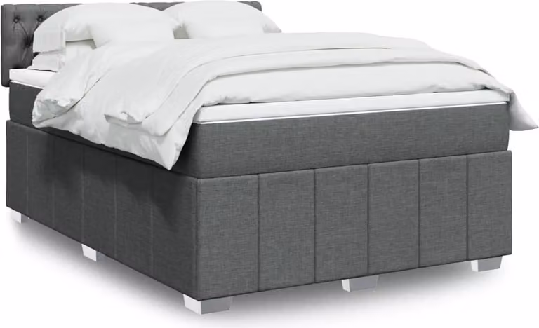 Maison Exclusive - Giroletto a Molle con Materasso Grigio Scuro 160x200 cm Tessuto