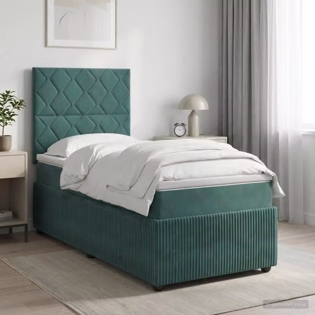 Letto box spring con materasso Verde Scuro 90 x 200 cm Velluto 3454538