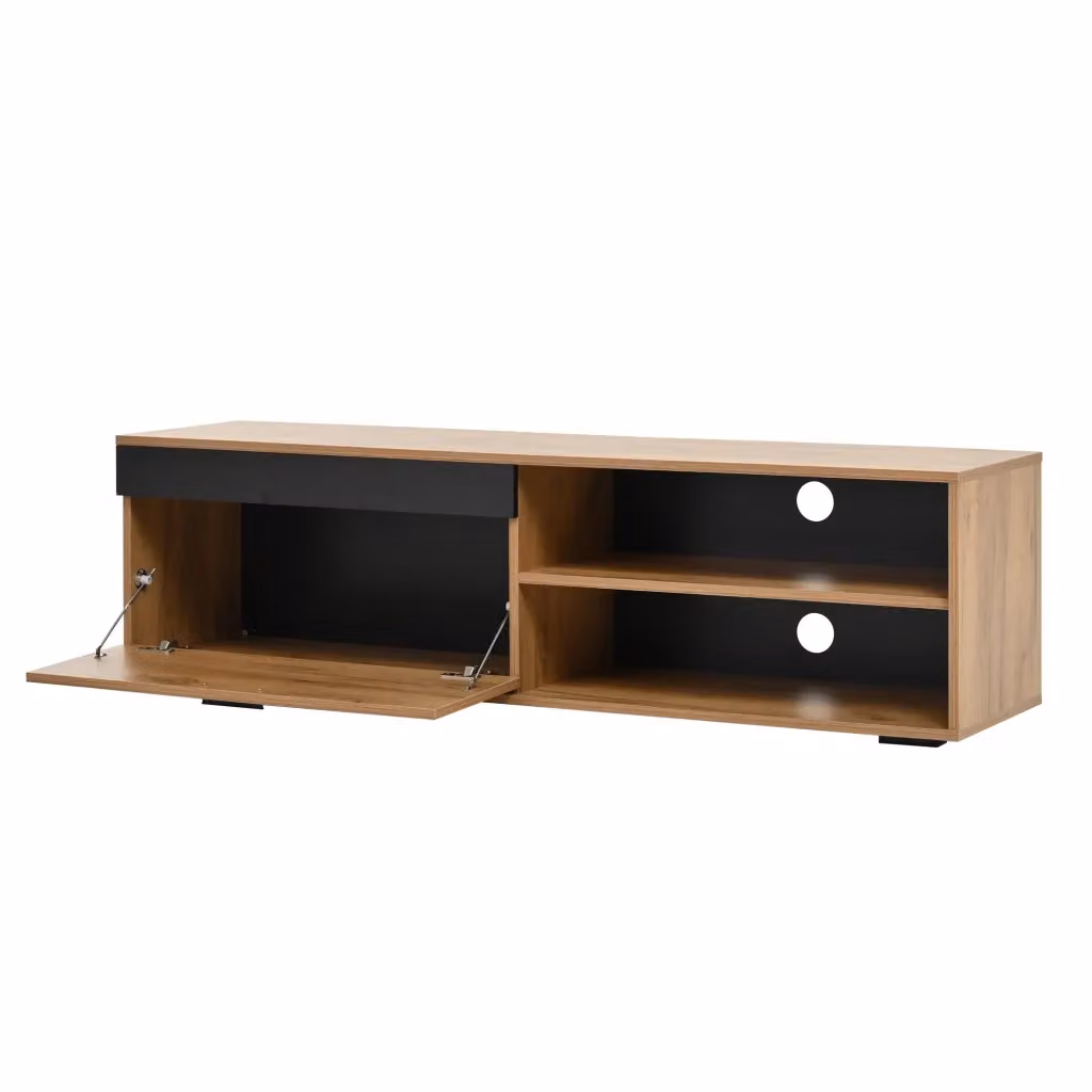 Mobile TV Minimal per soggiorno in legno nero L: 140 cm, P: 35 cm, H: 39 cm – 2