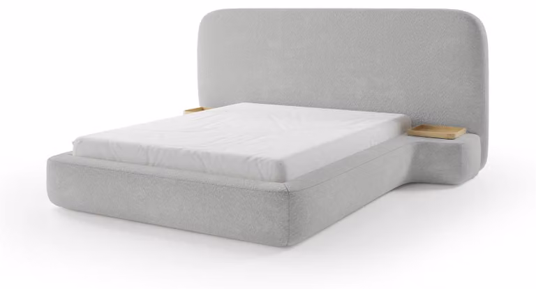 Letto imbottito Genz, colore taupe, dimensioni 180 x 200 cm