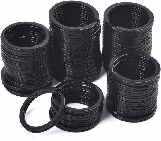 Portachiavi piatti in metallo nero - Set da 50 pezzi - 25 mm