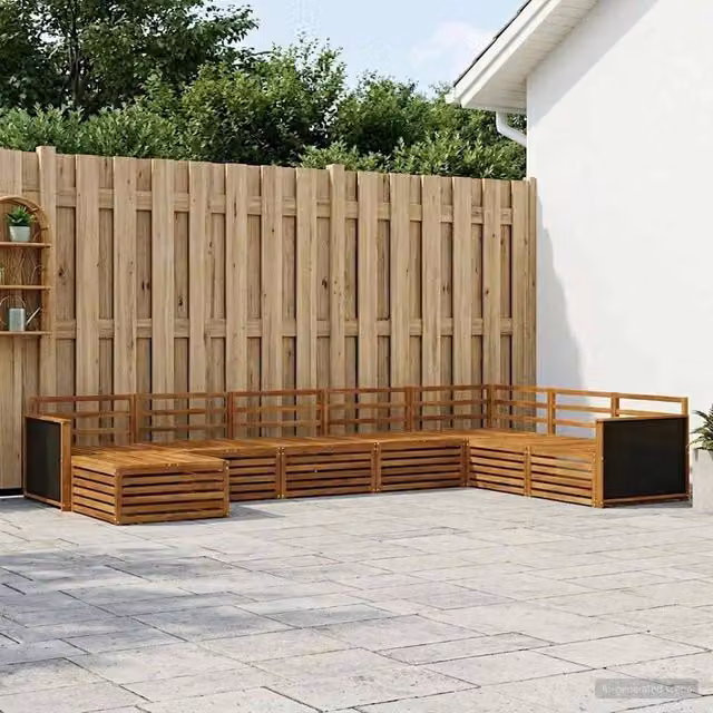 Set di divani da esterno 8 pz Naturale Legno di Acacia Massello 3383702