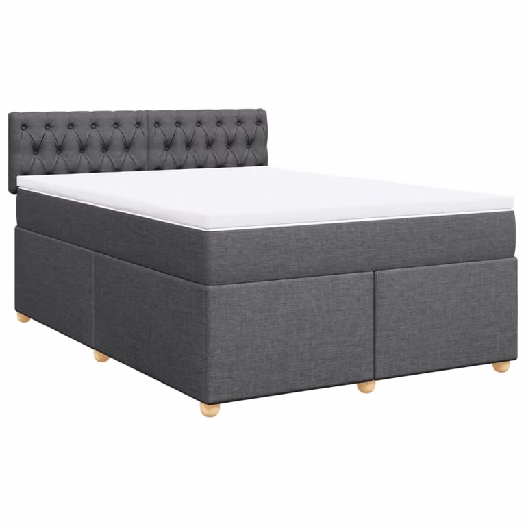 Giroletto a Molle con Materasso Grigio Scuro 140x190 cm Tessuto