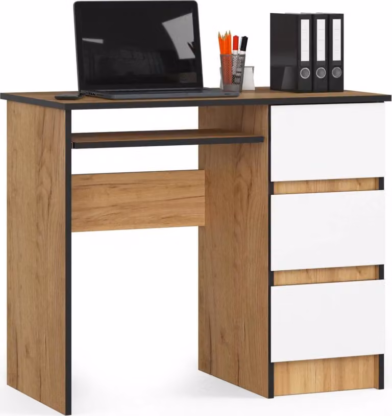 Scrivania ZORLAN - rovere craft / bianco, versione a destra