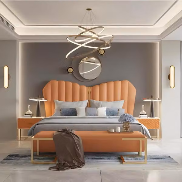 Bett Orange Doppelbett 180 x 200 Möbel Einrichtung Schlafzimmer Design