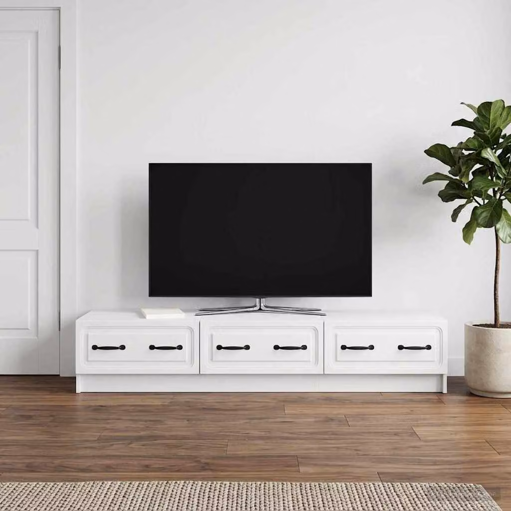 Mobile TV moderno vidaXL Bianco in MDF e metallo L 147 x P 34,5 x H 27 cm