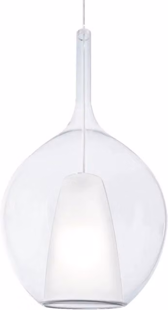Sospensione Contemporanea Kalique Vetro Trasparente Bianco E Cromo E27 H53Cm