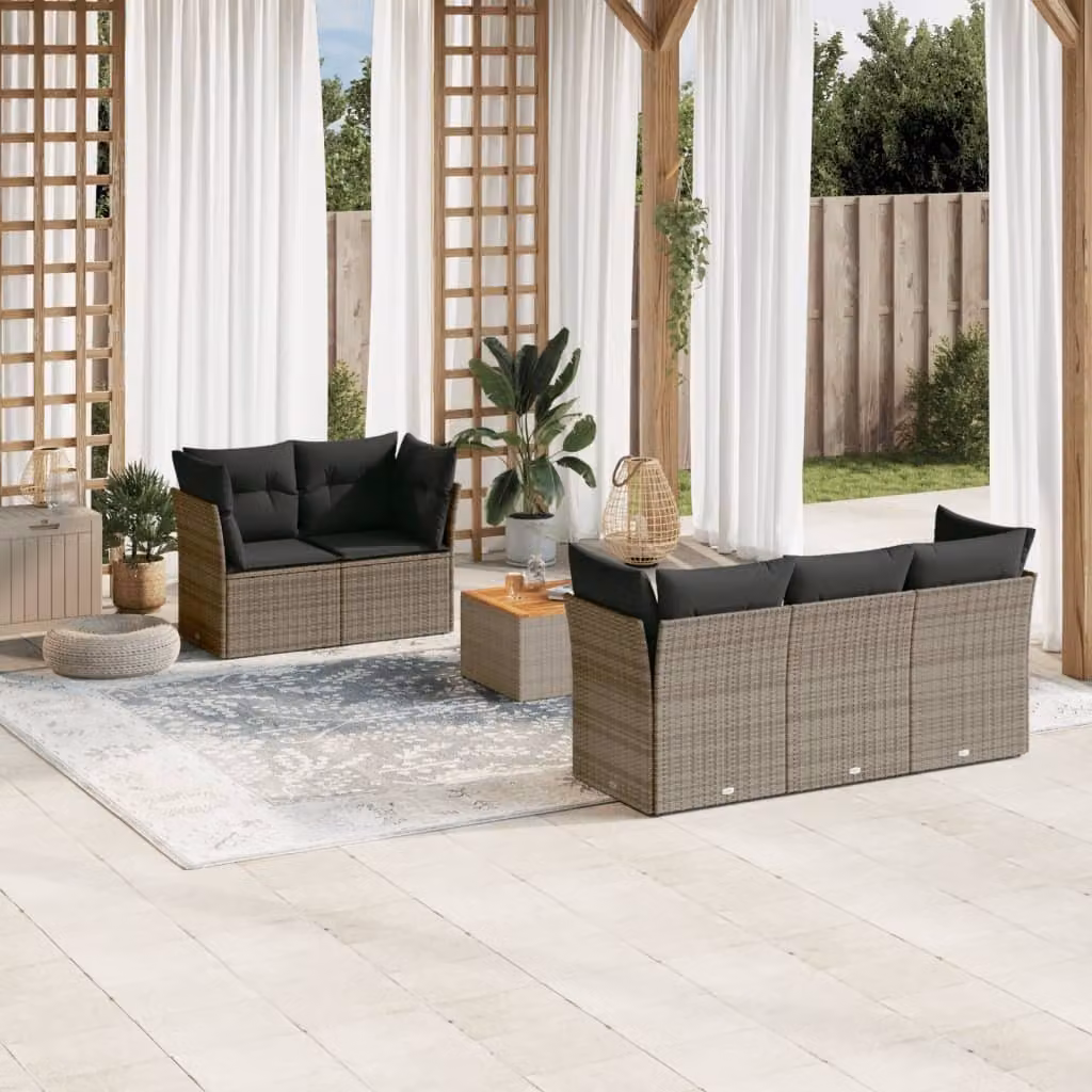Maison Exclusive - Set Divano da Giardino 6 pz con Cuscini Grigio in Polyrattan