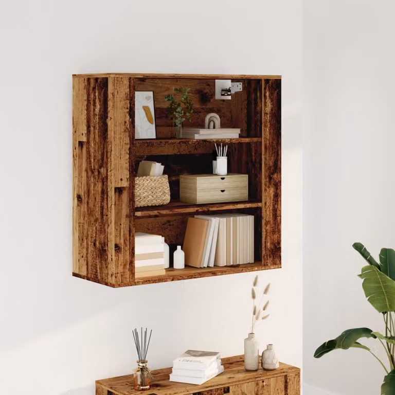 Mobile a parete vidaXL in legno multistrato e MDF color marrone effetto rustico L 80 cm, P 33 cm, H 80 cm