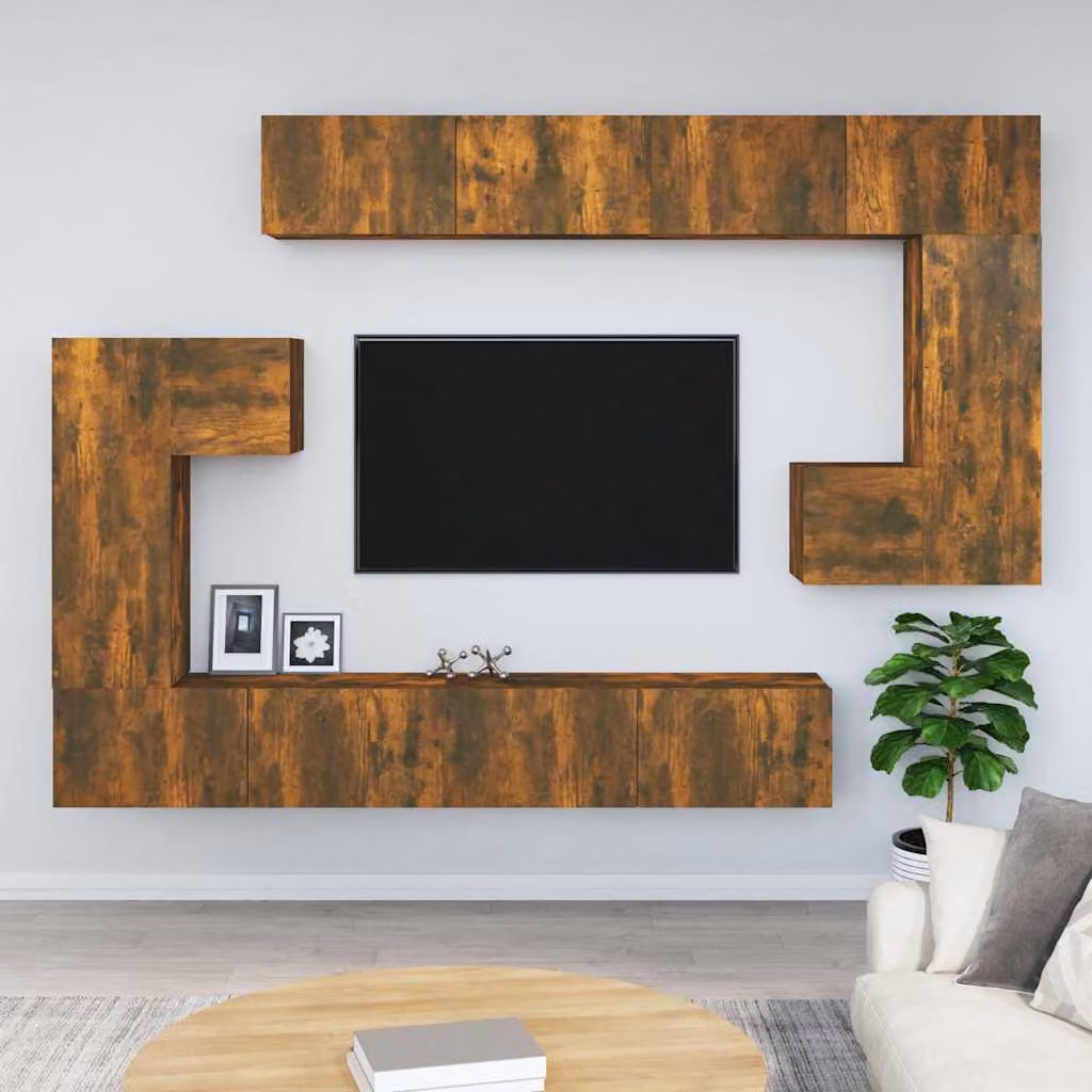 Mobile Porta TV da Parete vidaXL in Legno Rovere Fumo e MDF Marrone