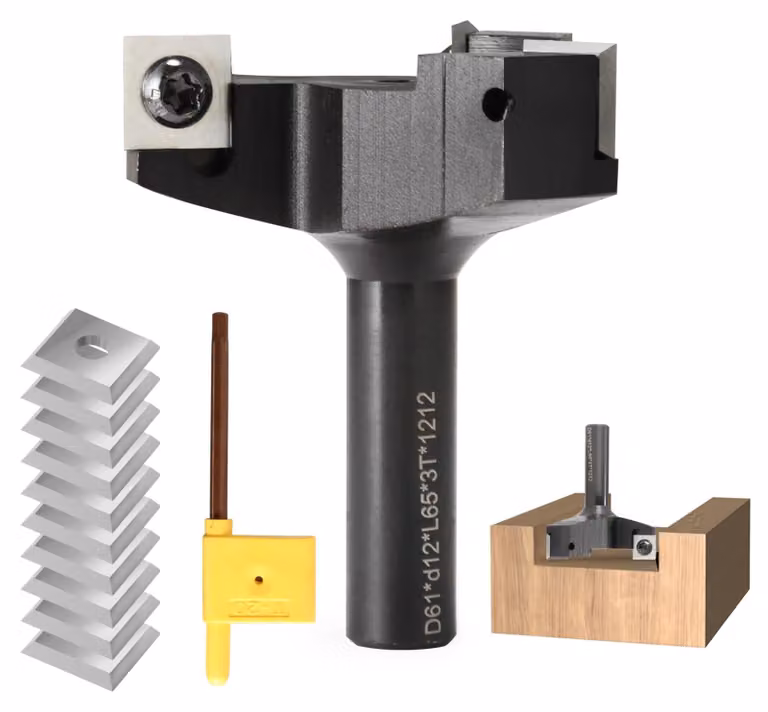 3 frese a filo per legno, con mandrino da 12 mm e 10 lame intercambiabili