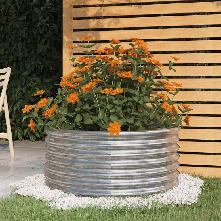 vidaXL Vaso da Giardino in Acciaio Zincato Argento L: 80 cm, P: 80 cm, H: 36 cm