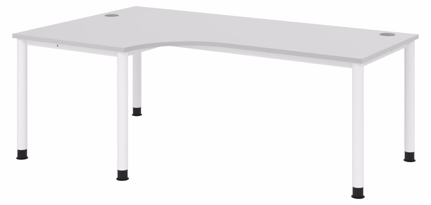 Scrivania bümö Serie H - Finitura: grigio, Dimensioni: scrivania angolare 200 x 120 cm, Struttura: bianco