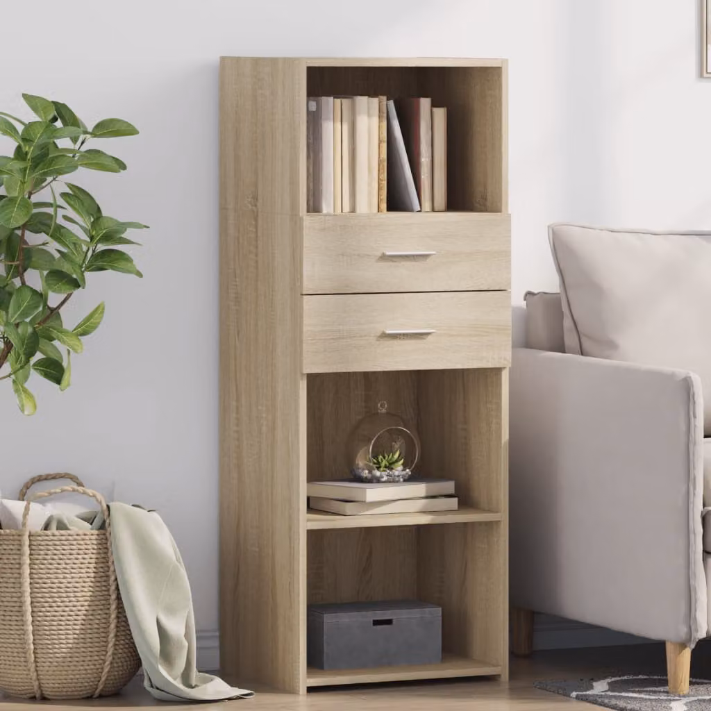 Credenza moderna vidaXL in legno multistrato color rovere sonoma L: 45 cm, P: 42,5 cm, H: 124 cm