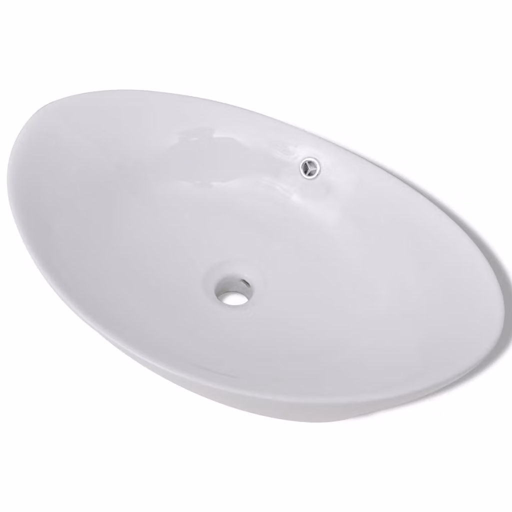 Lavello Ovale in Vetroceramica con Troppopieno 59 x 38,5 cm