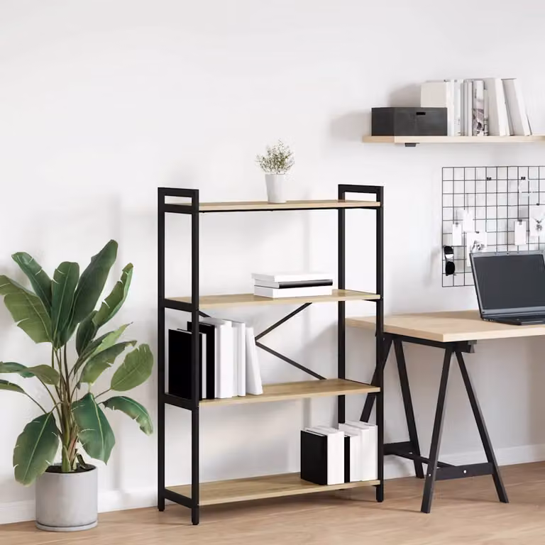 Libreria industrial vidaXL in legno e metallo, colore marrone e nero, L 80 cm x P 30 cm x H 120 cm