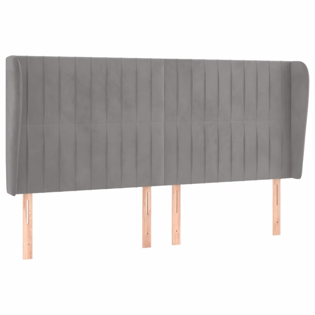 Testiera con Orecchie Design Mania in Velluto Grigio Chiaro L: 203 cm, P: 23 cm, H: 118/128 cm – 2