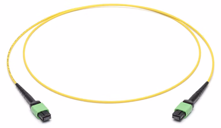 Cavo patch in fibra ottica Corning, 12 fibre, connettore MPO APC, fibra OS2, lunghezza 3 metri, colore giallo e blu