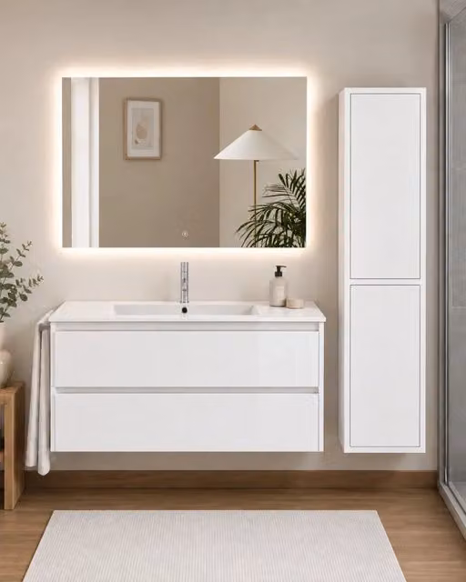 Mobile bagno con lavabo ORIGENBATH IBIZA senza specchio 100x45 cm bianco con colonna