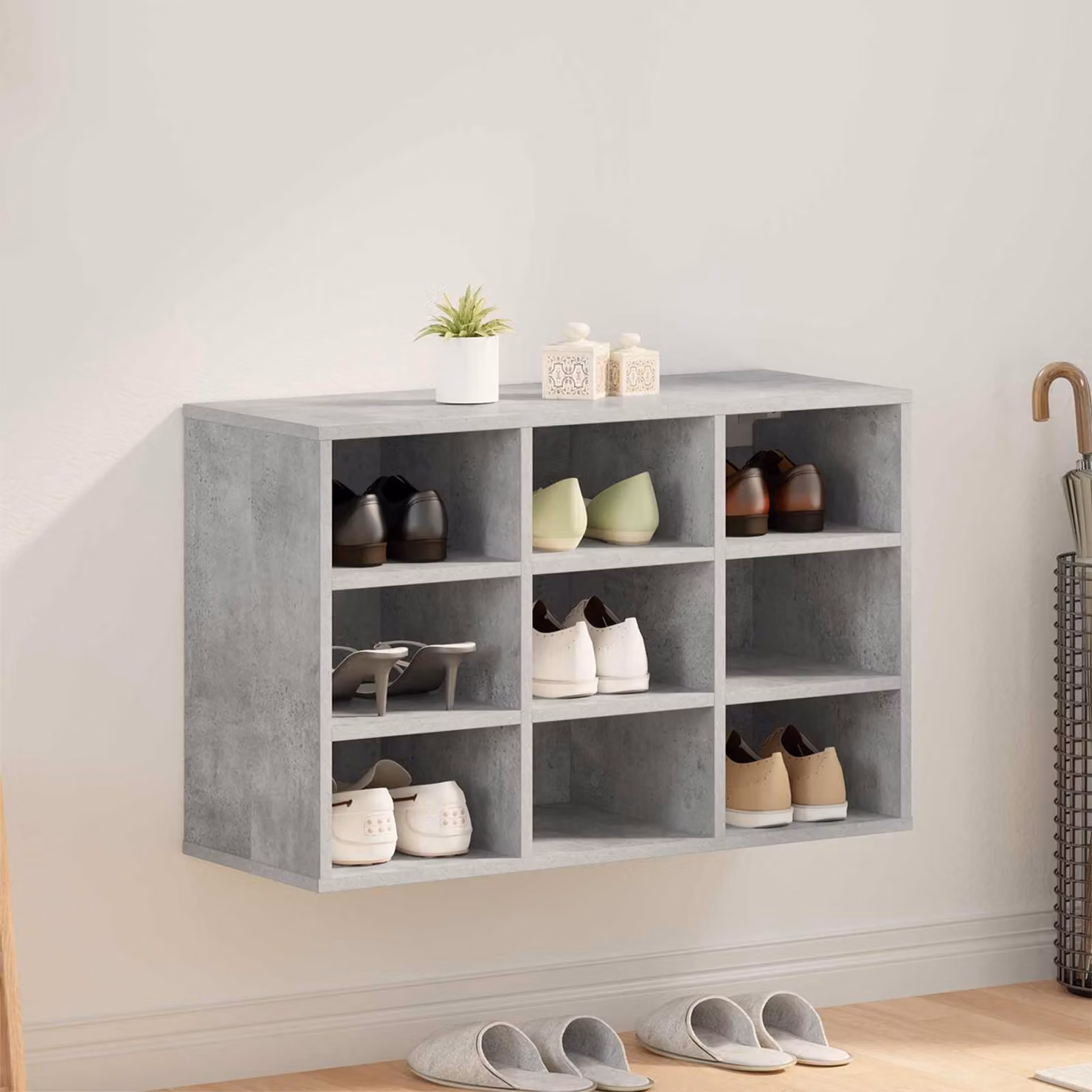 Scarpiera mobile moderna vidaXL in legno ingegnerizzato grigio L: 77,5 cm, P: 30 cm, H: 51 cm