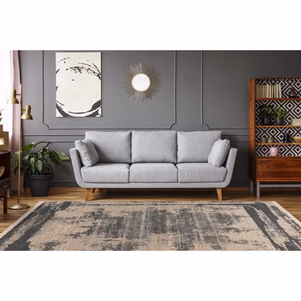 Tappeto Vintage Moderno Kendra Home in Polipropilene Grigio e Antracite – 2