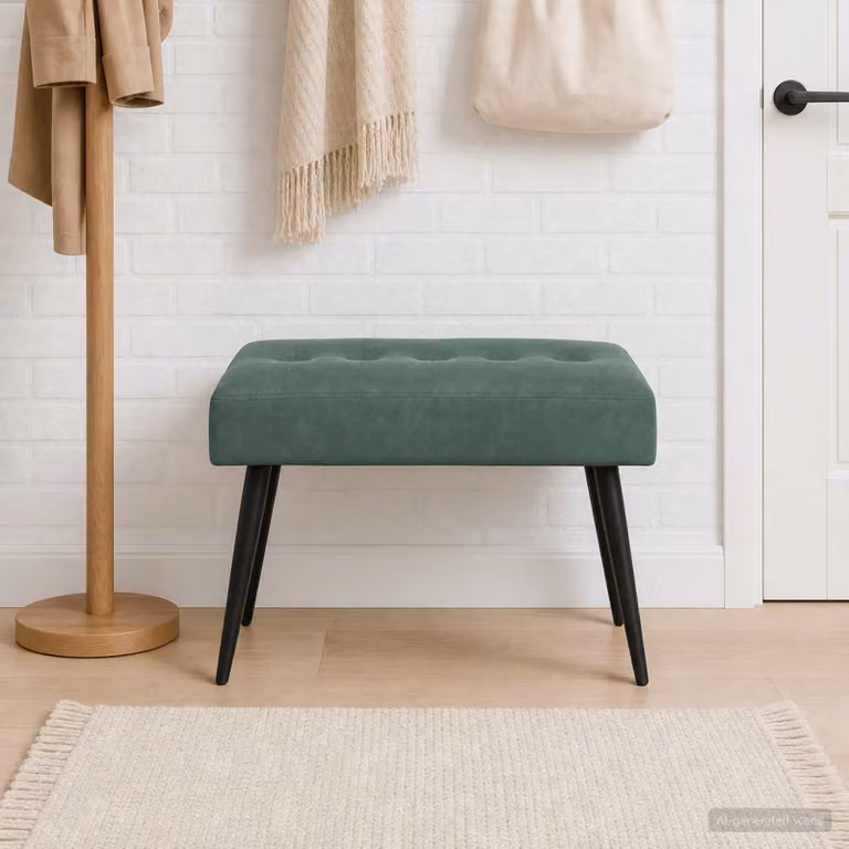 Panchina imbottita in velluto vidaXL Verde, L: 60 cm, P: 40 cm, H: 45 cm