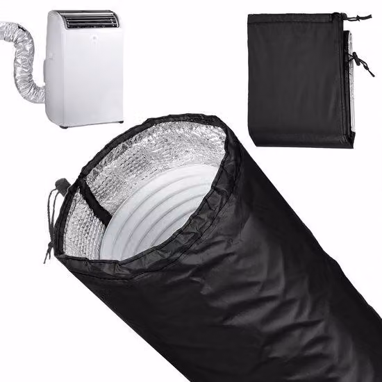 Copertura isolante per tubo di scarico di condizionatori portatili - Isolante termico e antipolvere - Chiusura regolabile - Adatta per soggiorno e camera da letto - Colore: nero