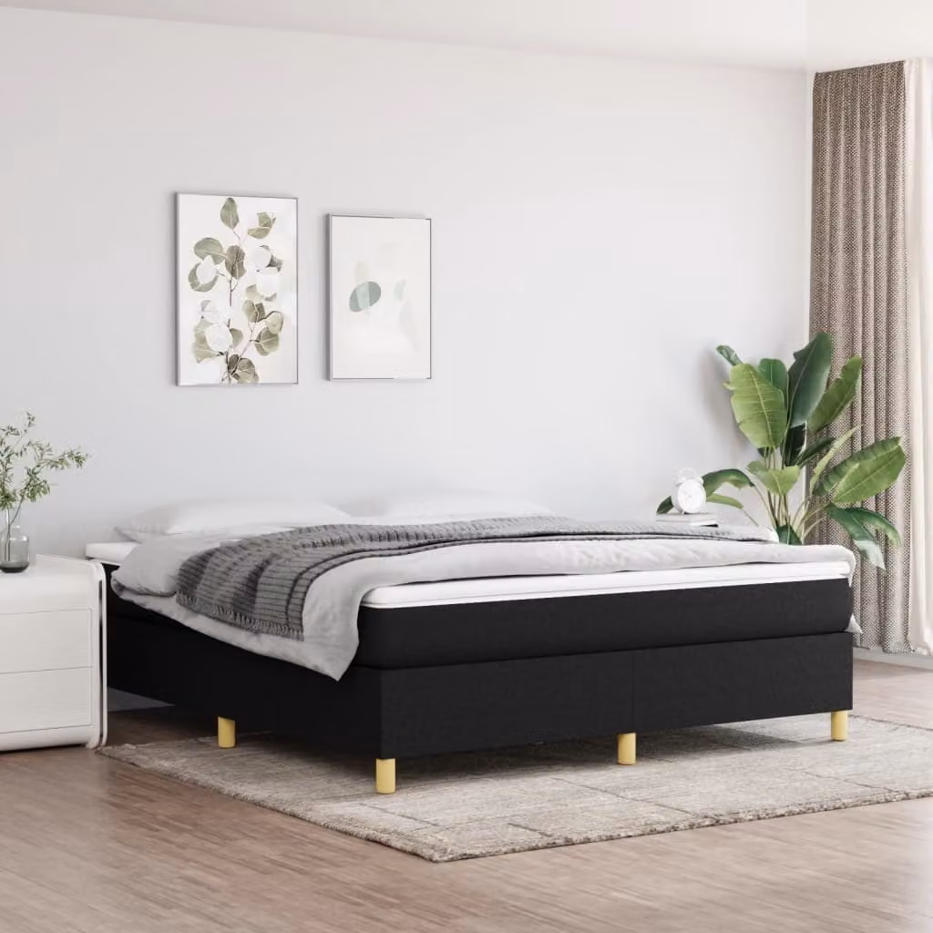The Living Store Letto Boxspring nero 180x200 cm tessuto