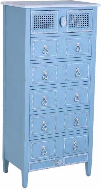 Cassettiera in legno laccato blu 56x36x119h cm