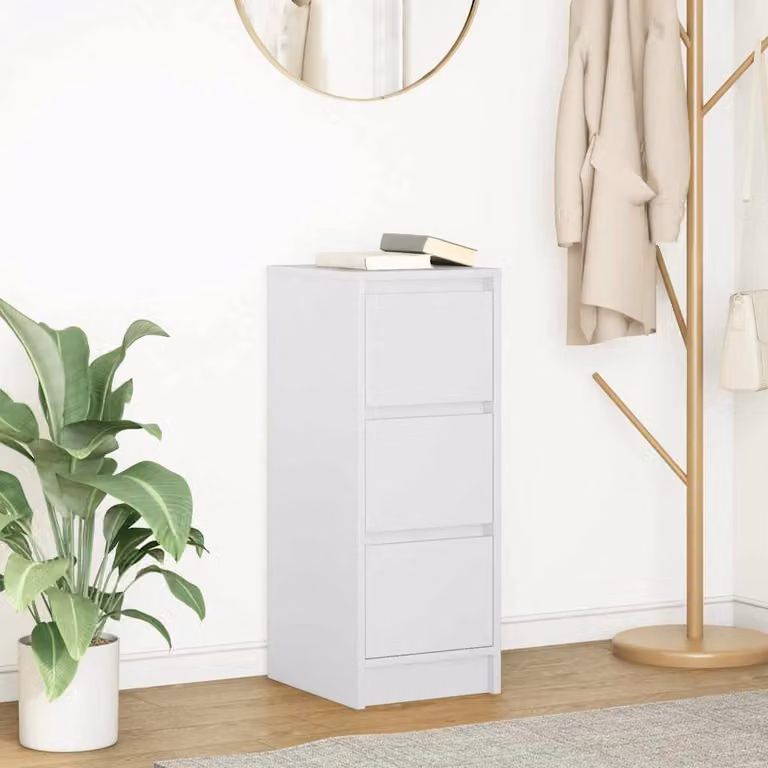 vidaXL Credenza Bianca in Legno Multistrato e MDF, L/P/H: 29,5 x 34 x 76 cm