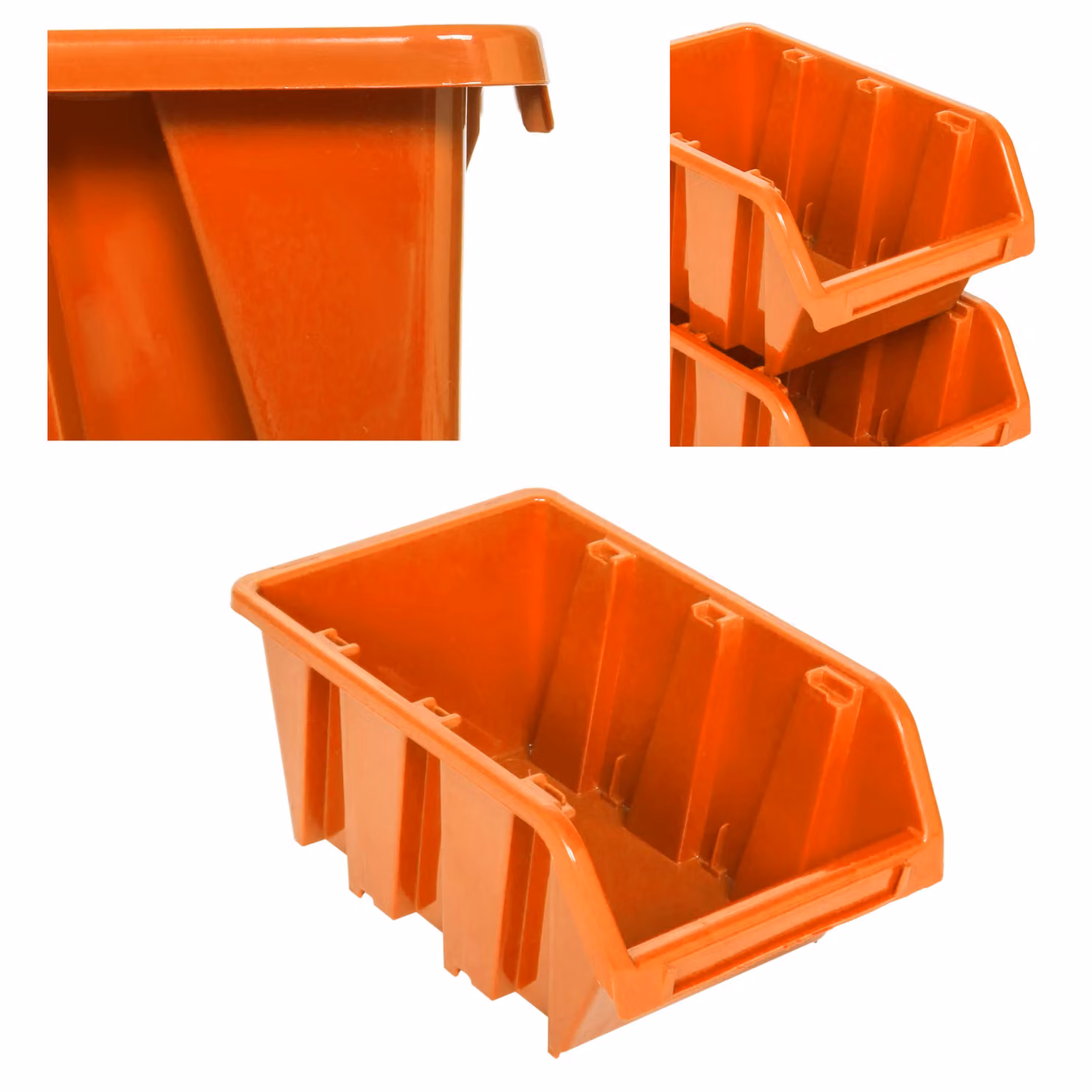 5 x scatole impilabili officina garage scatole di immagazzinaggio aperte botle scatole di immagazzinaggio aperte casse di smistamento scatole 80x115x60 mm arancione casse di immagazzinamento in plastica impilabili