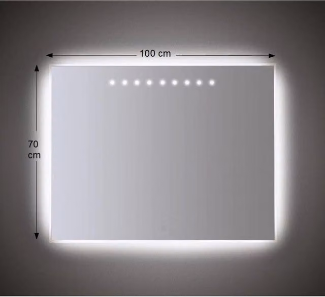 Specchio da Parete Retroilluminato a LED 100x70 cm con sabbiatura Perimetrale