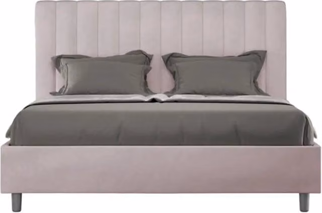 Letto matrimoniale francese con rete imbottito 140x190 microfibra glicine Agueda