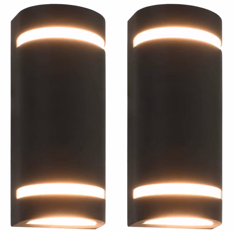 The Living Store Luci da parete per esterni 2 pezzi 35 W nero semicircolare